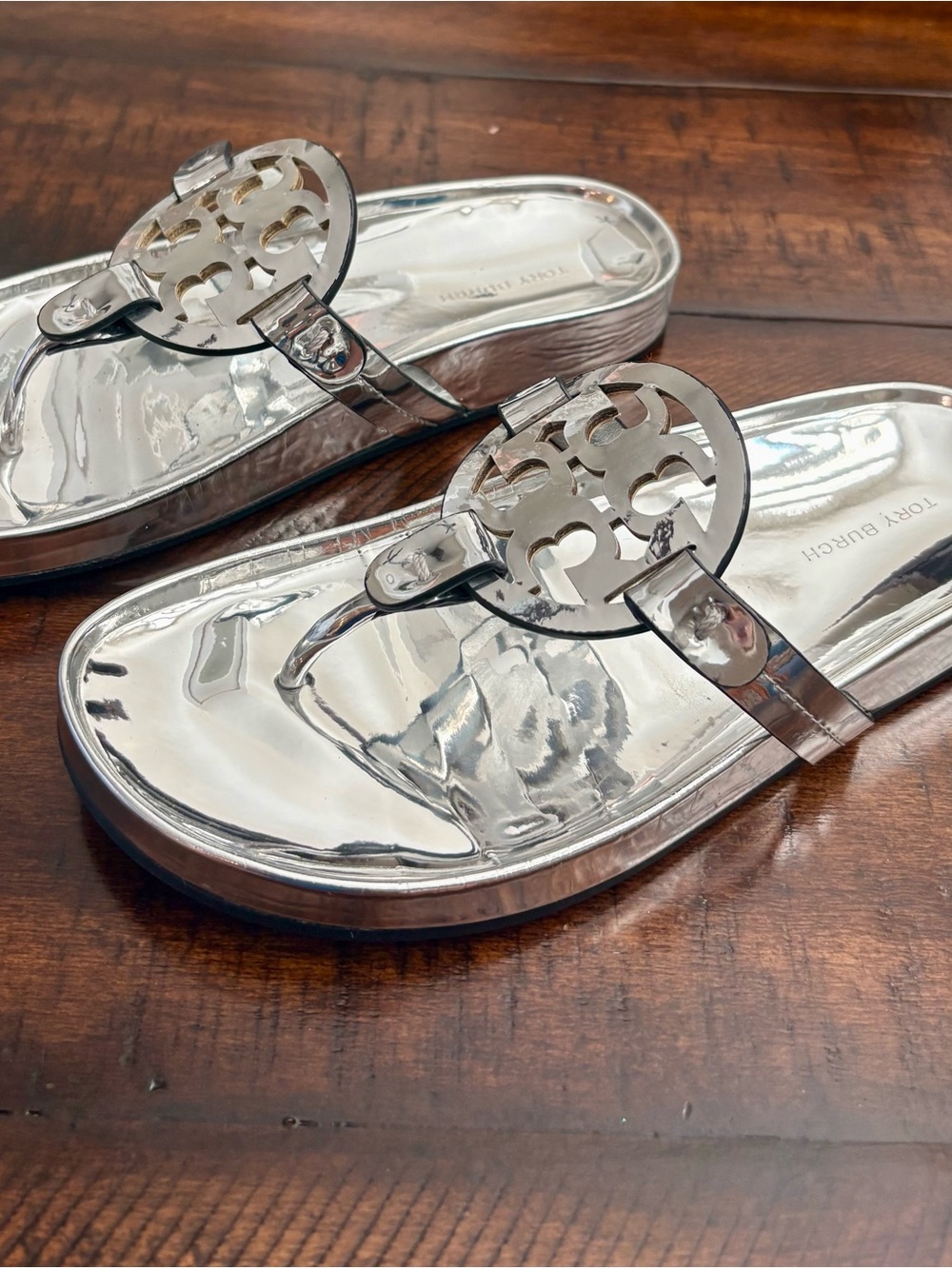 Tory Burch Miller Cloud Sandal Silver Metallic Size 7 - Picture 4 of 6